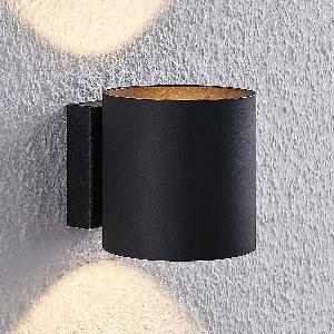 Lindby Mirza nástenné svetlo hliník okrúhle čierne, Obývacia izba / jedáleň, hliník, oceľ, G9, 40W, L: 10 cm, K: 10cm