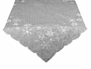 obrus Vianočný, Snehové vločky, šedý 120 x 140cm obdĺžnik