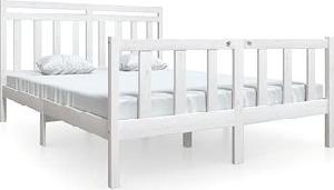 Rám postele biely masívne drevo 160 × 200 cm, 3100969