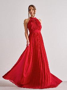 Červené plisované spoločenské šaty Roxy